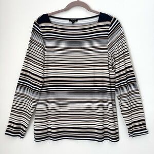 Worth Striped Long Sleeve T shirt Size Large Old Money